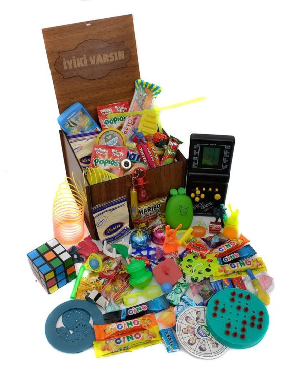 Ahşap Gıda Ve Oyuncak Kutusu Siyah Tetris ( İyi ki Varsın ) ürün görseli 1