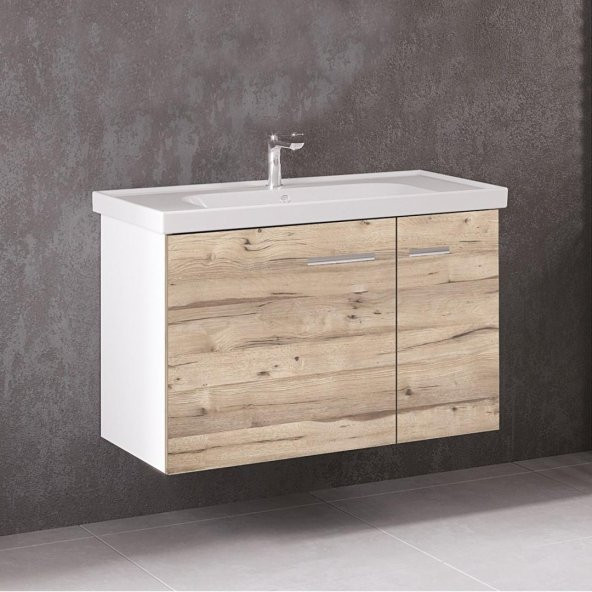 DENKO Terra 90 cm MDF Alize Banyo Dolabı Alt Modül ve Lavabo ürün görseli 1