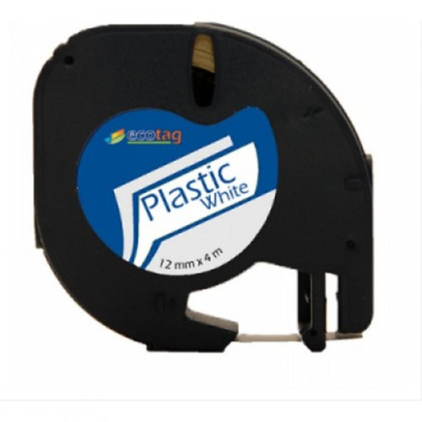Ecotag Dymo Letratag Muadil Plastik Şerit 12mm x 4mt Beyaz ürün görseli 1