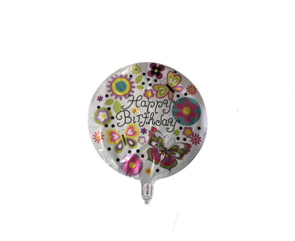 FOLYO BALON HAPPY BİRTHDAY ÇİÇEK KELEBEK 18 DÜ 15 ürün görseli 1