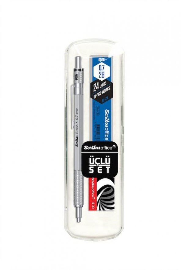 SCRIKSS GRAPH-X VERSATİL KALEM 3LÜ SET 0.7MM KURŞUN GRİ ürün görseli 1