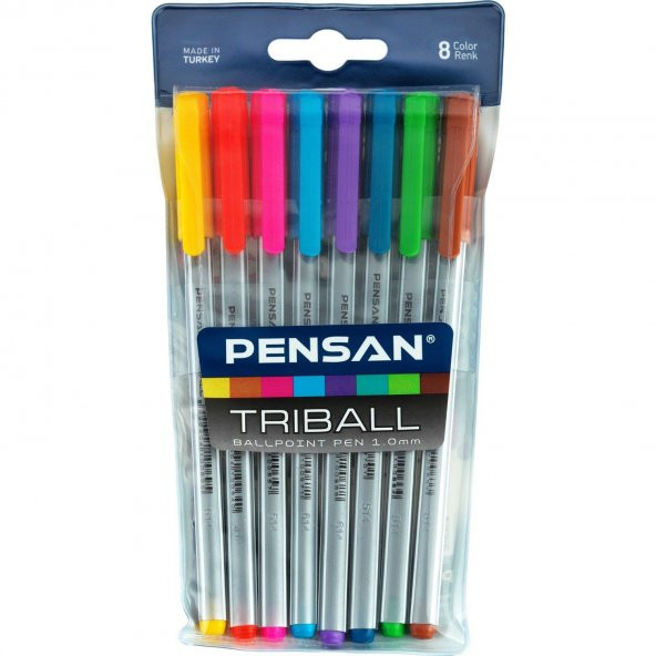 PENSAN TÜKENMEZ TRIBALL 1MM RENKLİ 8Lİ KALEM ÜCRETSİZ KARGO ürün görseli 1