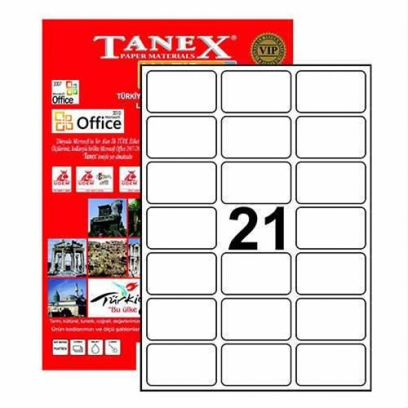 Tanex TW-2021 Etiket 63,50 x 38,1mm Ücretsiz Kargo ürün görseli 1