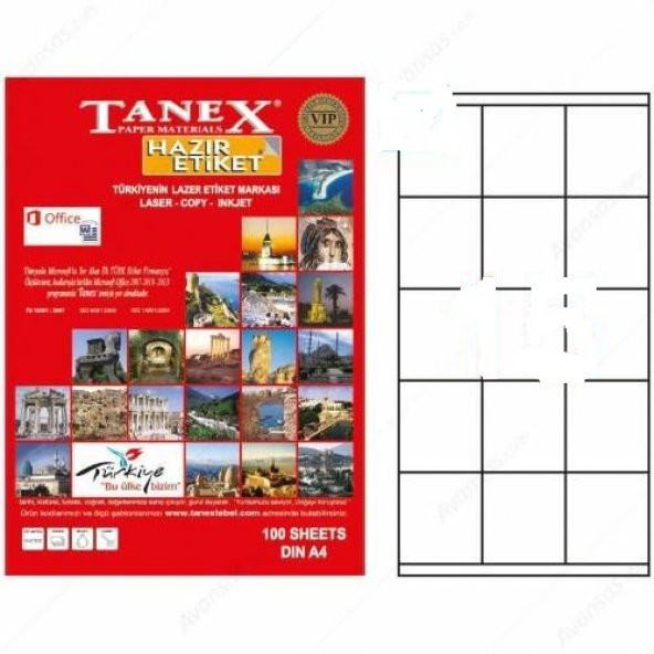 Tanex TW-2115 - 70 x 56 mm Laser Etiket 100 Adet Ücretsiz Kargo ürün görseli 1