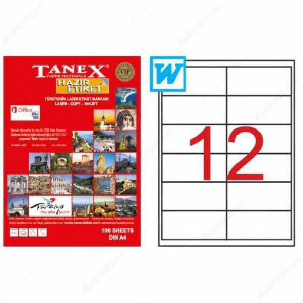 Tanex TW-2546 - 100 x 46 mm Laser Etiket 100 Adet Ücretsiz Kargo ürün görseli 1