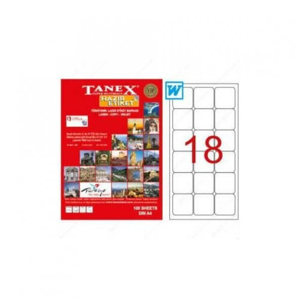 Tanex Tw-2018 Beyaz Adresleme ve Postalama Etiketi 63.5 mm x 46.6 ürün görseli 1