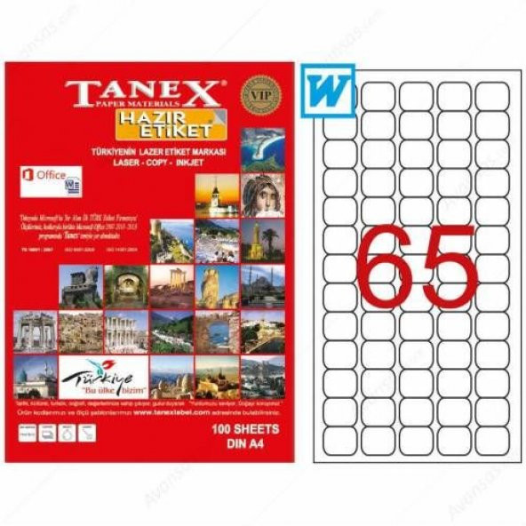 Tanex TW-2065 Etiket 38.1 mm x 21.12 mm Ücretsiz Kargo ürün görseli 1