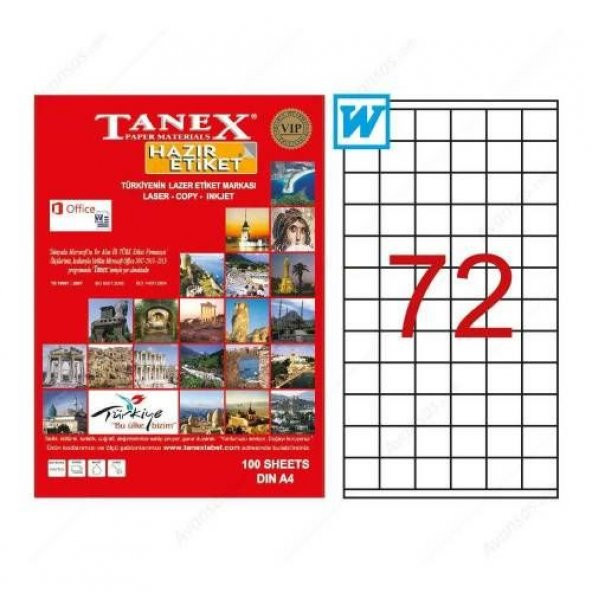 Tanex TW-2272 - 35 x 23,3 mm Laser Etiket 100 Adet Ücretsiz Kargo ürün görseli 1