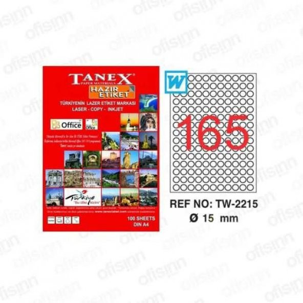 Tanex TW-2215 - 15 mm Laser Etiket 100 Adet Ücretsiz Kargo ürün görseli 1