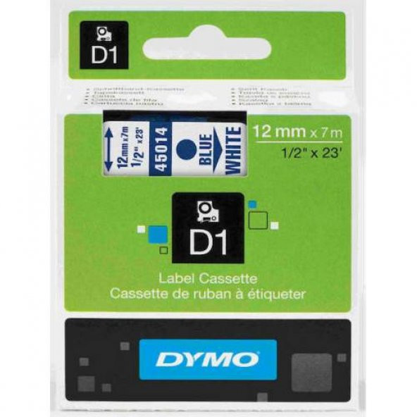 DYMO D1 ŞERİT 12MM x 7MT BEYAZ / MAVİ 720540 45014 ÜCRETSİZ KARGO ürün görseli 1