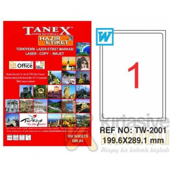 A4 HAZIR ETİKET YAPIŞKANLI - TANEX TW- 2001 ürün görseli 1