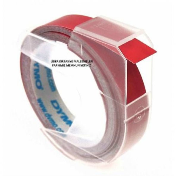 DYMO KABARTMA ŞERİT ETİKET KIRMIZI 9MM X 3M ÜCRETSİZ KARGO ürün görseli 1