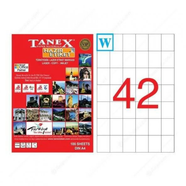 Tanex TW-2154 35x42,43 mm Laser Etiket 100 Adet Ücretsiz Kargo ürün görseli 1