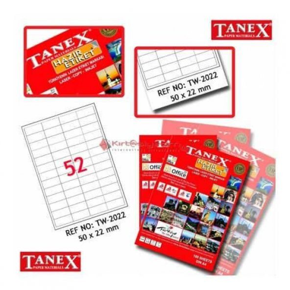 Tanex TW-2022 - 50x22 mm Laser Etiket 100 Adet Ücretsiz Kargo ürün görseli 1
