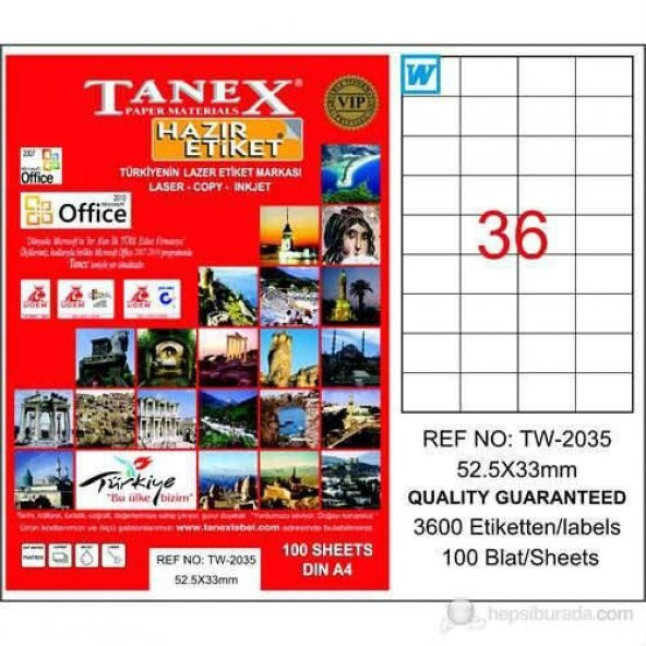 Tanex TW-2035 Beyaz Etiket 52.5 x 33 mm Ücretsiz Kargo ürün görseli 1