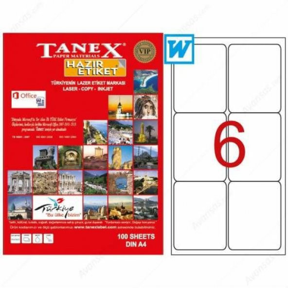 Tanex TW-2006 Beyaz Etiket 99.1 x 93.1 mm Ücretsiz Kargo ürün görseli 1