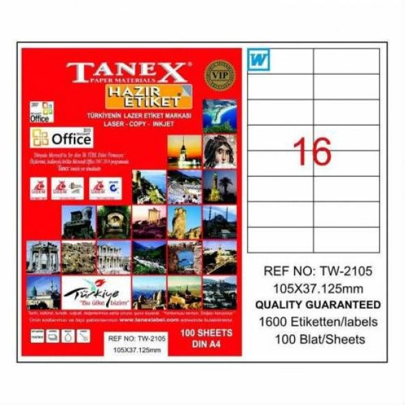 Tanex TW-2160 60 mm Laser Etiket 100 Adet Ücretsiz Kargo ürün görseli 1