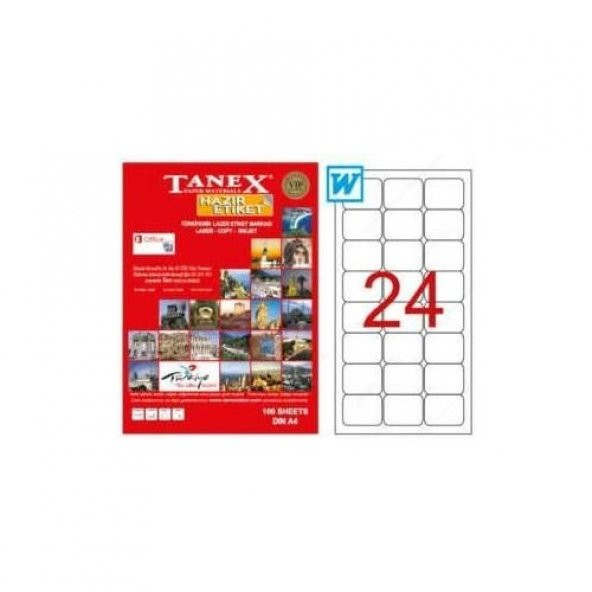 Tanex Tw-2024 Beyaz Adresleme ve Postalama Etiketi 64 mm x 34 mm ürün görseli 1