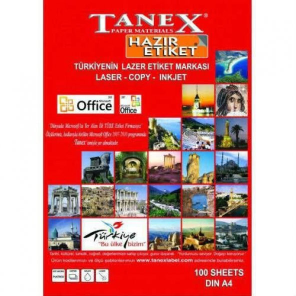 Tanex Laser Etiket Tüm Ebatlar Beyaz Ücretsiz Kargo ürün görseli 1
