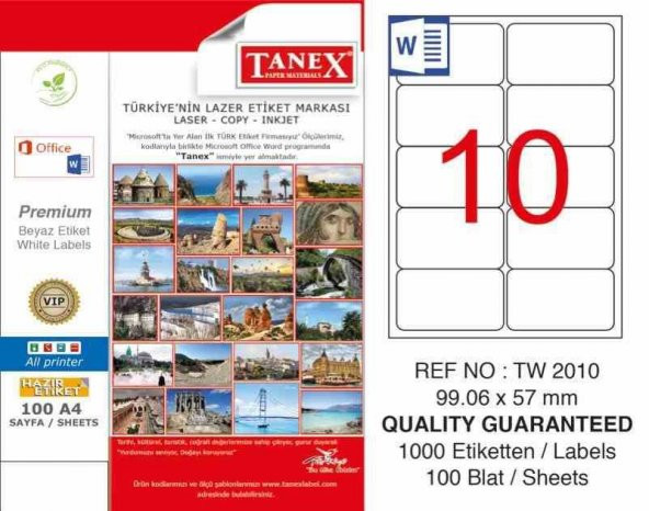 Tanex 99.06x57 mm Laser Etiket Tw-2010 Ücretsiz Kargo ürün görseli 1