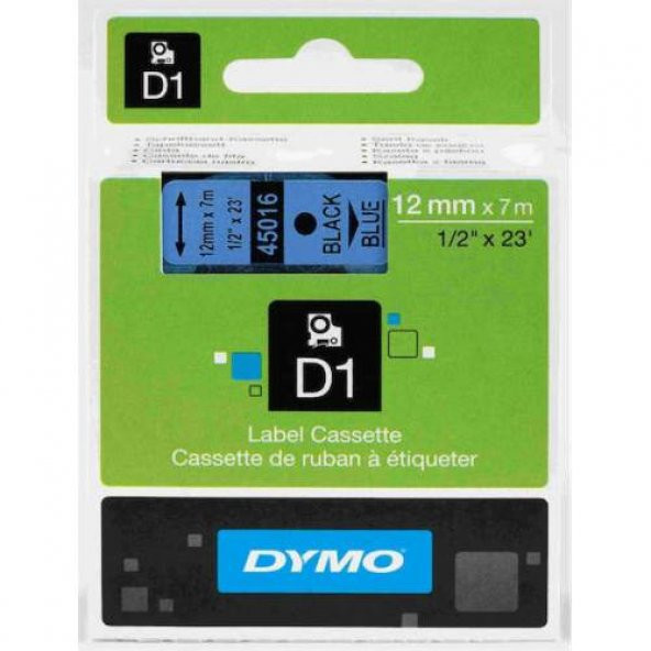DYMO D1 ŞERİT 12MM x 7MT MAVİ / SİYAH 720560 45016 ÜCRETSİZ KARGO ürün görseli 1