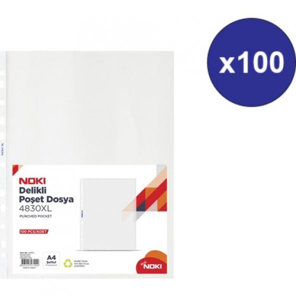 NOKİ ŞEFFAF POŞET DOSYA XL 100 LÜ 4830XL ÜCRETSİZ KARGO ürün görseli 1