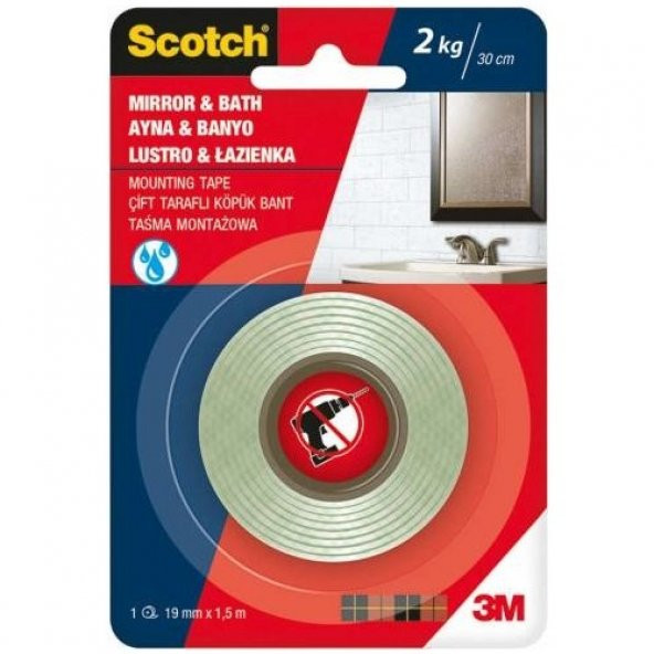3M SCOTCH 4003 AYNA BANYO ÇİFT TRF. KÖPÜK BANT 2 KG - 19MM X 1,5 ürün görseli 1