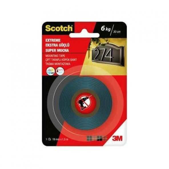 3M SCOTCH 4002 EKSTRA GÜÇLÜ ÇİFT TARAFLI KÖPÜK BANT 19 MM X 1,5 M ürün görseli 1