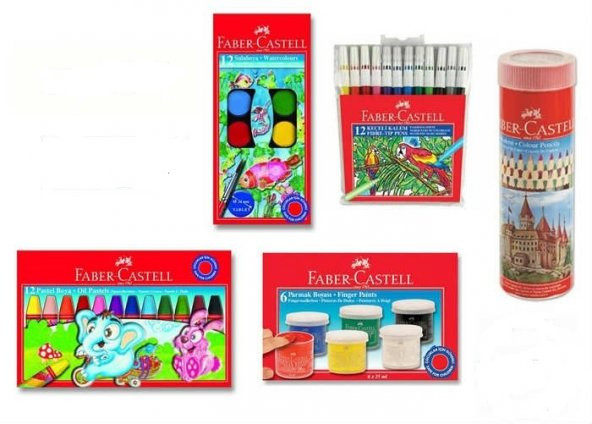 FABER CASTELL KURU SULU PASTEL KEÇELİ 12 RENK 5 PARÇA BOYA SETİ ürün görseli 1