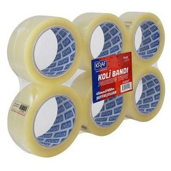 Koli Bandı 45mm.X 100mt. Şeffaf 6 ADET ürün görseli 1