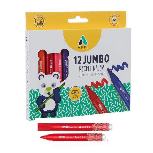 Jumbo Keçeli Kalem 12 Renk Adel 12 li Jumbo Keçeli Kalem 1 Adet ürün görseli 1