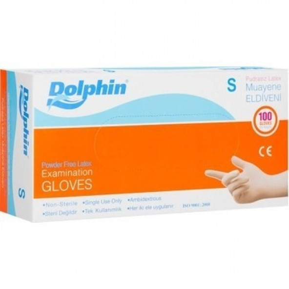 Dolphin Pudrasız Beyaz Latex Eldiven Küçük Boy (S) 100 Lü Paket ürün görseli 1