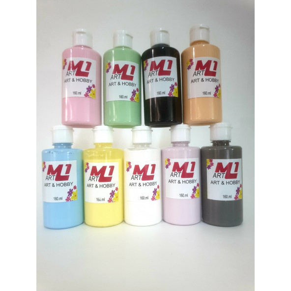 M1 ART Akrilik Boya 160.ml --9 Renk Seçeneği, Ahşap, Tuval, Seramik , Duvar ,Taş ürün görseli 1