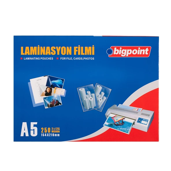 Bigpoint Laminasyon Filmi A5 125 Mikron 100'lü Kutu ürün görseli 1