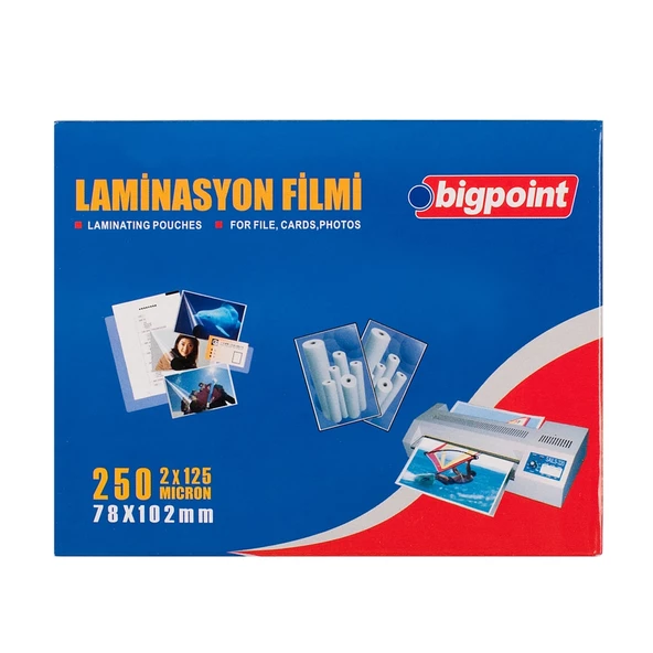 Bigpoint Laminasyon Filmi 78x102mm 125 Mikron 100'lü Kutu ürün görseli 1