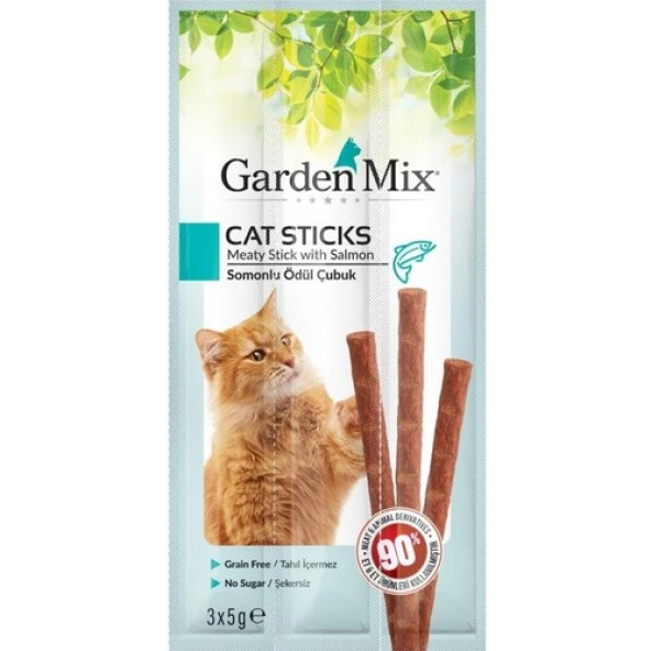 Gardenmix Somonlu Kedi Stick Ödül 3*5g 1 adet Skt: 03/2027 ürün görseli 1
