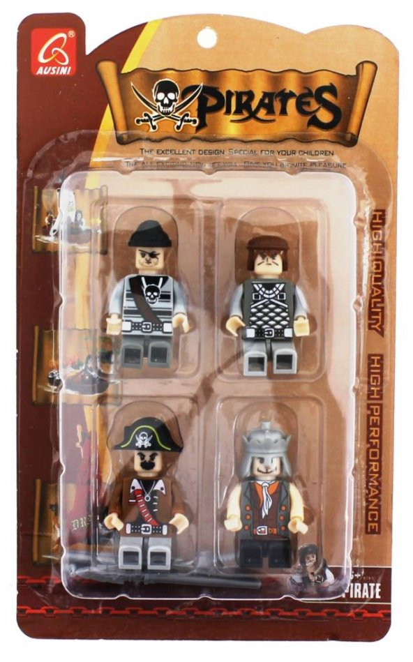 Ausini Pirates 4lü Korsan Figür Seti -A Kahverengi Korsan ürün görseli 1