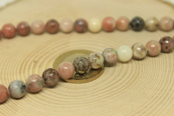 Jasper Taşı Pembe-Beyaz Karışık Renkler 8mm5adet (24005-1) ürün görseli 1