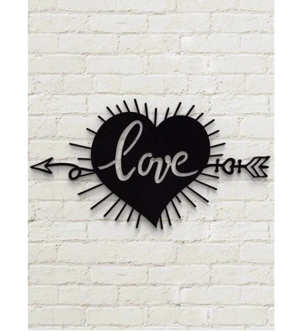 Lazer Kesim Tablo Metal Love Kalp Dekoratif Duvar Süsü Otantik Tablo 56x32 cm ürün görseli 1