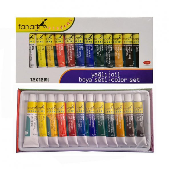 Yağlı Boya Seti Academy 12 Renk 12 Ml 1 Paket Yağlıboya 12 li Seti Tüpte ürün görseli 1