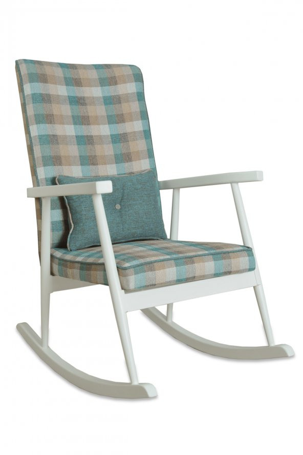 Asedia Trend Lake Ekose Döşemeli Sallanan Sandalye Dinlenme Emzirme Baba Tv Okuma Koltuğu Berjer ürün görseli 1