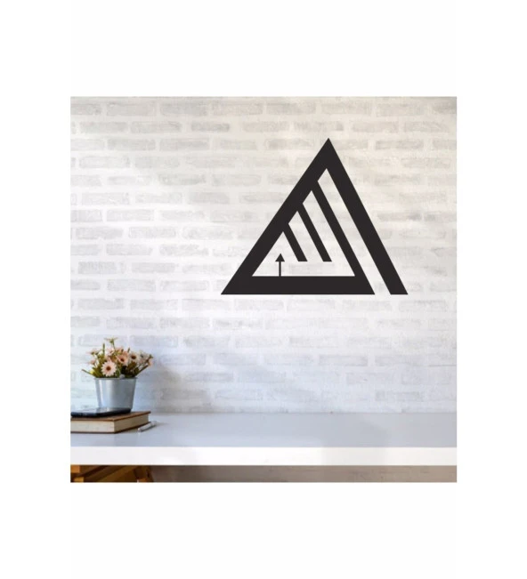 Lazer Kesim Tablo Metal Üçgen Dekoratif Duvar Geometrik Tablo 38x40 cm ürün görseli 1