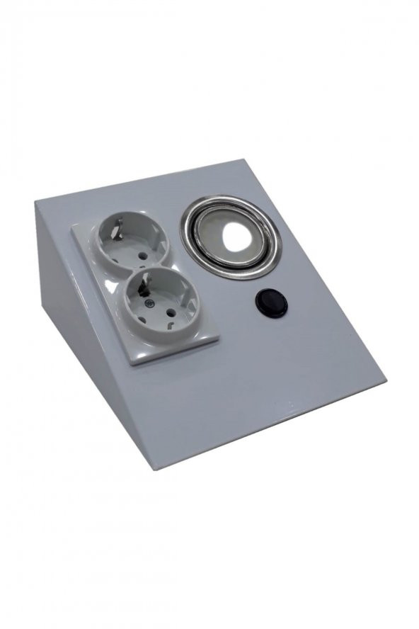Dolap Tezgah Altı Beyaz Metal Led Aydınlatmalı Priz ürün görseli 1