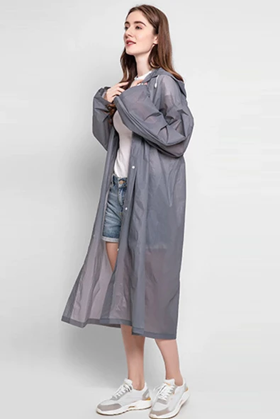 Eva Trend Unisex Siyah Yağmurlık  Gri Standart ürün görseli 1