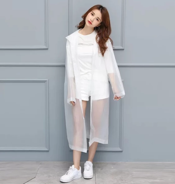 Eva Trend Unisex Siyah Yağmurlık  Beyaz Standart ürün görseli 1