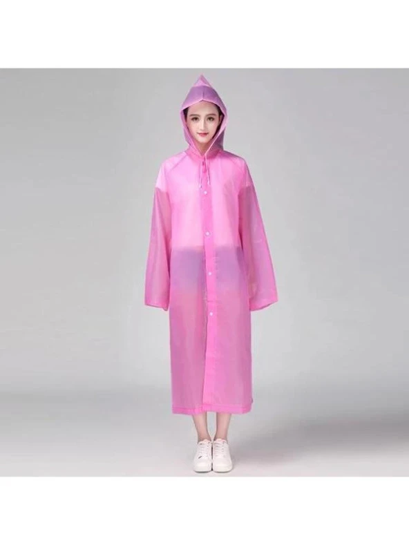 Raıncoat Yağmurluk - Siyah  Pembe Tek Ebat - Resim 7
