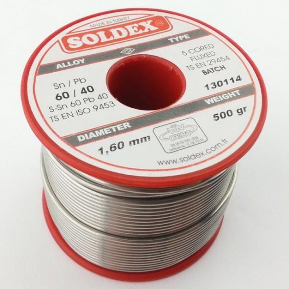Soldex Lehim Teli 500gr 1,6mm 60/40 ürün görseli 1
