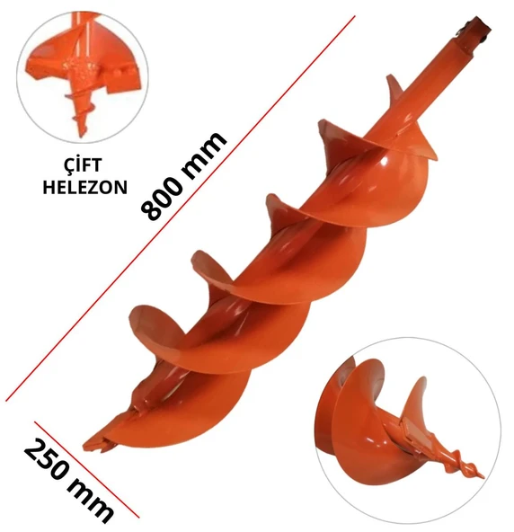 Toprak Burgu Makinası Çift Helezon Yedek Delme Burgusu Çap 250 mm ürün görseli 1