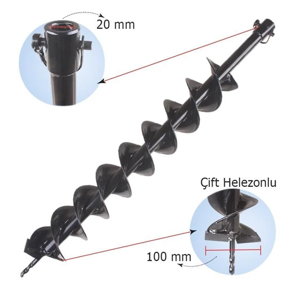 Tomking Toprak Burgu Makinası Çift Helezonlu Burgu Çap 100 mm ürün görseli 1