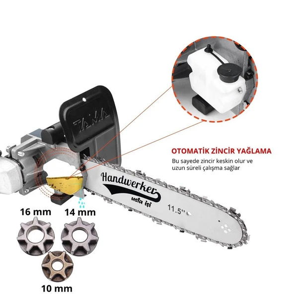 Otomatik Yağlamalı Avuç Taşlama Zincirli Testere Aparatı 10-14-16 mm ürün görseli 1